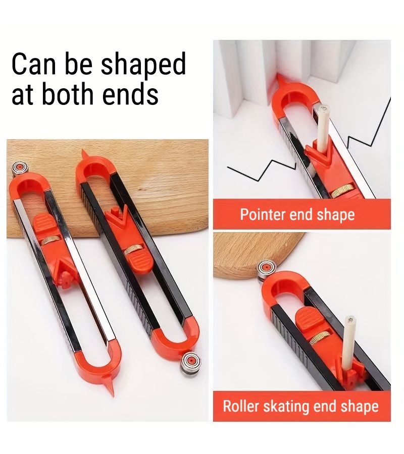 Orange And Black Precision Woodworking Contour Gauge Set With Height Ruler And 2 Pencils - Image 4