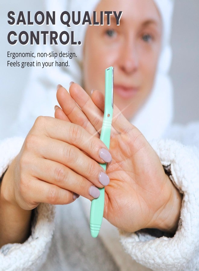 Jungle Culture Dermaplaning Tool - Facial Razor for Women with 5 Refill Blades - Reusable Eyebrow Shaper & Exfoliator - Mint Green - Image 3