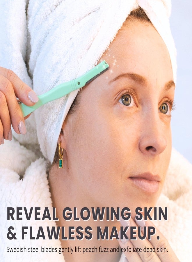 Jungle Culture Dermaplaning Tool - Facial Razor for Women with 5 Refill Blades - Reusable Eyebrow Shaper & Exfoliator - Mint Green - Image 2