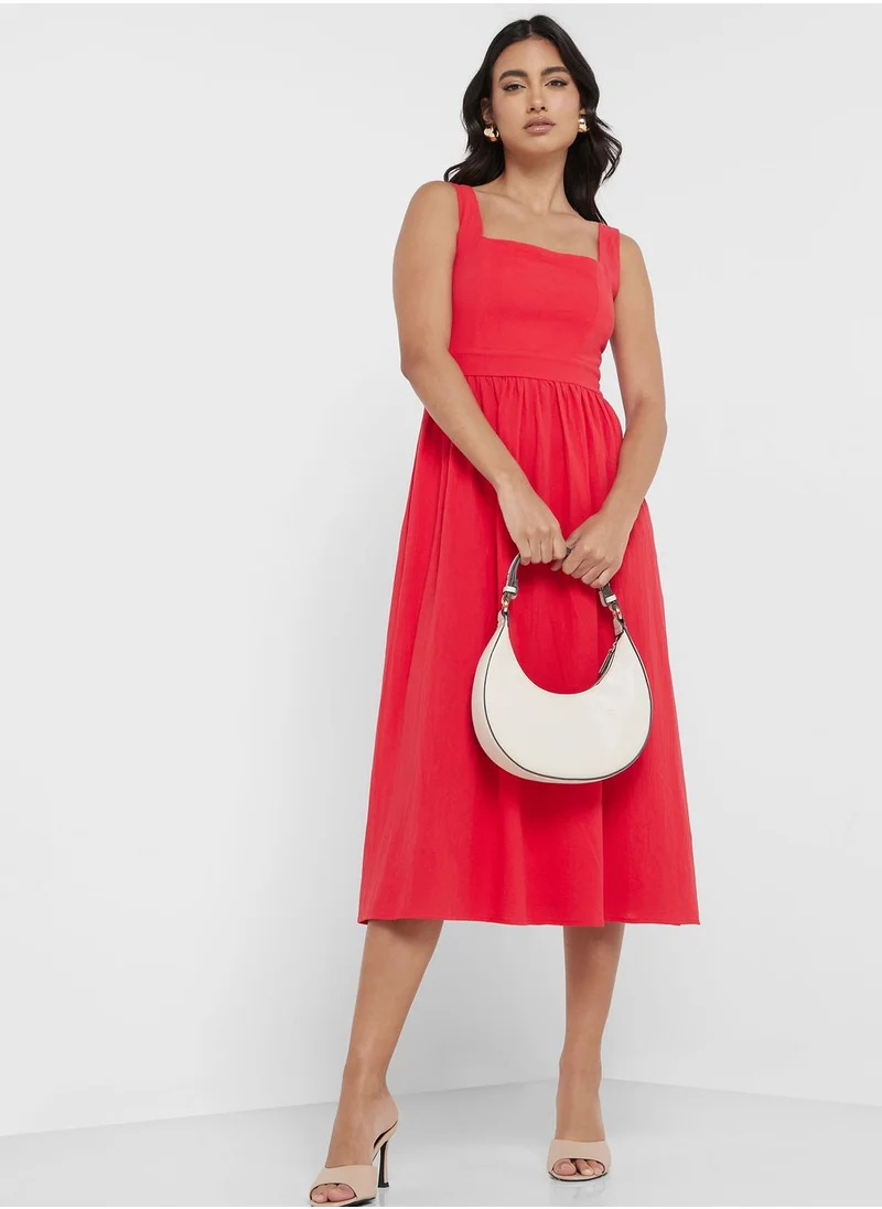 ELLA Square Neck Belted Dress