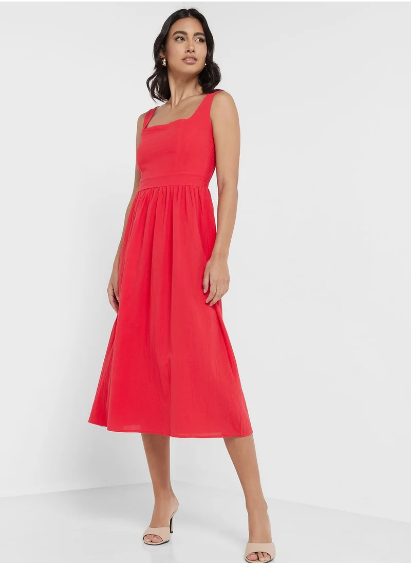 ELLA Square Neck Belted Dress