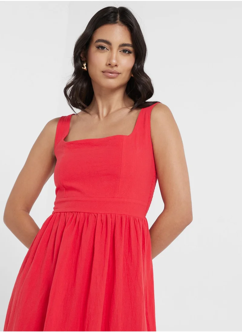 ELLA Square Neck Belted Dress