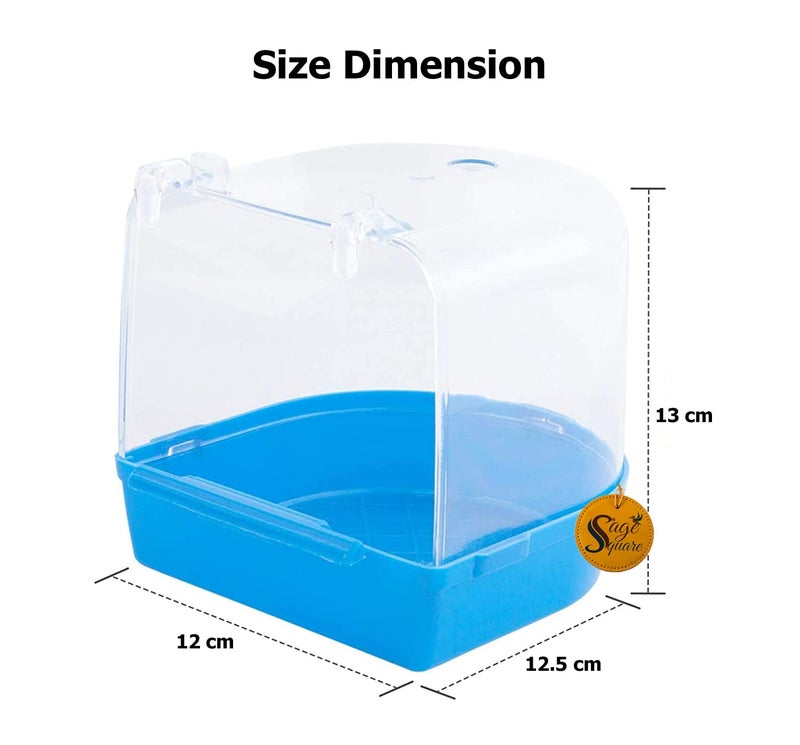 Sage Square Bird Bath Box,Caged Bird Wonderful Bath tub with Hole for Water Spray for Pet Small Birds Canary Budgies Parrot Parakeet Finch Canary Cockatiel Parrot Lovebird (Blue) - Image 5