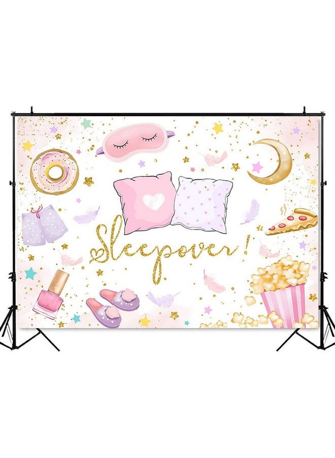 Mocsicka Slumber Party Backdrop For Girls Sleepover Party Decoration Pajama Pillow Fight Photography Background Spa Makeup Birthday Banner Supplies (White 7X5Ft(82X60 Inch))  - Image 3