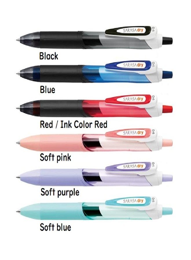 Sarasa Zebra Dry Gel Ink Ballpoint Pen 0.4mm Assorted 5 Axis Colors Pens With Black Ink & Red Pen With Red Ink With Original Stylus Ballpoint Touch Pen - Image 2