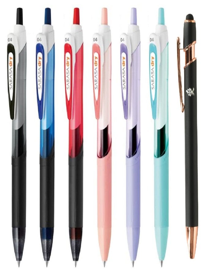 Sarasa Zebra Dry Gel Ink Ballpoint Pen 0.4mm Assorted 5 Axis Colors Pens With Black Ink & Red Pen With Red Ink With Original Stylus Ballpoint Touch Pen - Image 1