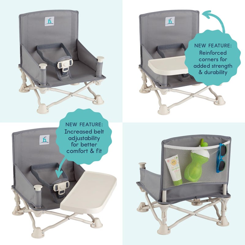 hiccapop OmniBoost Travel Booster Seat with Tray for Baby, Dining Table, Camping, Beach, Grandma’s | Folding Portable Tip-Free Design Straps to Kitchen Chairs - Image 5