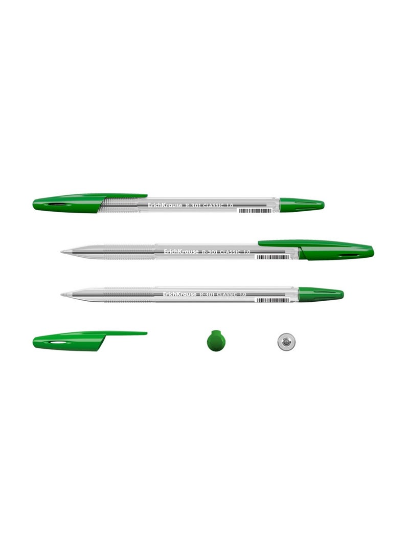 ErichKrause 50-Piece R-301 Stick Ballpoint Pens 1.0mm Tip Green Ink - Image 3