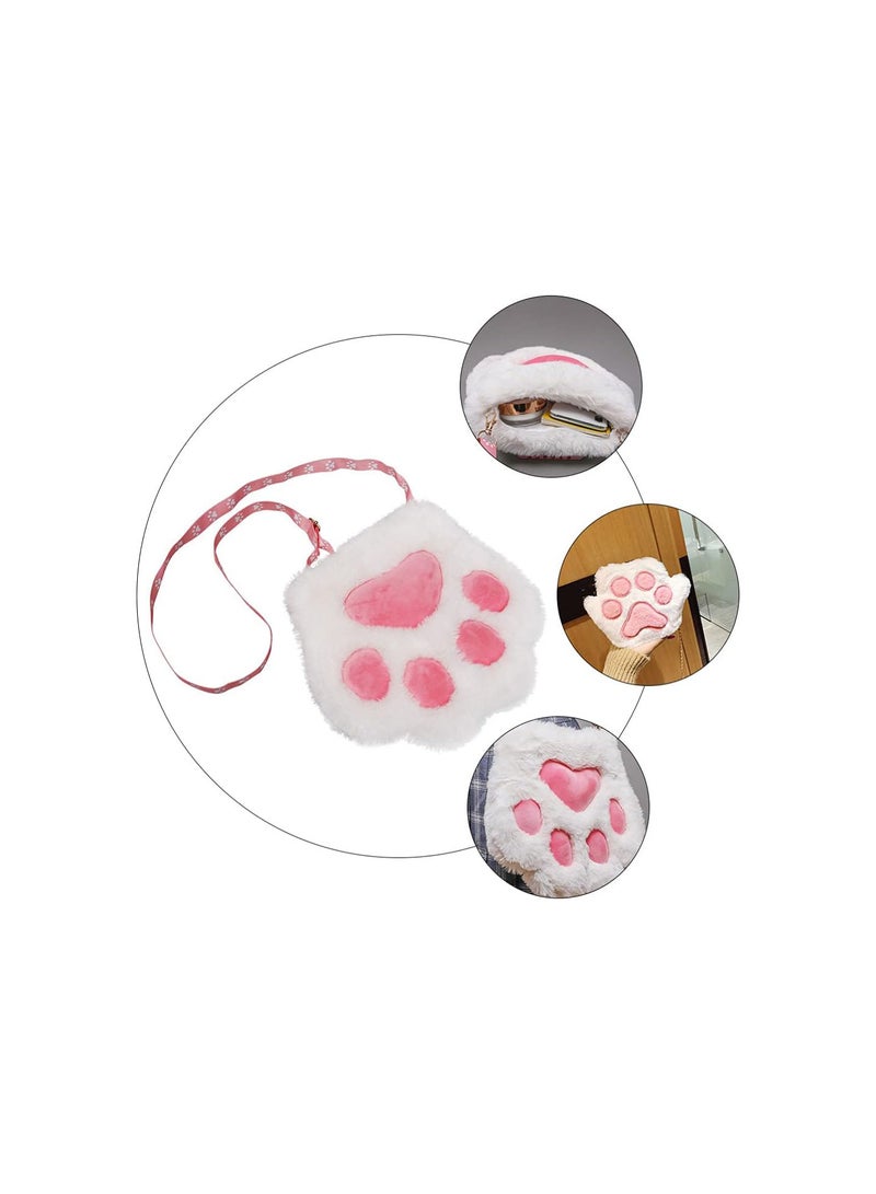 GGOOT Plush Crossbody Bag Cat Paw Lipstick Purse Cell Phone Wallet Fluffy Shoulder Bags for Little Girl Kids Kindergarten Preschool Bags  - Image 5