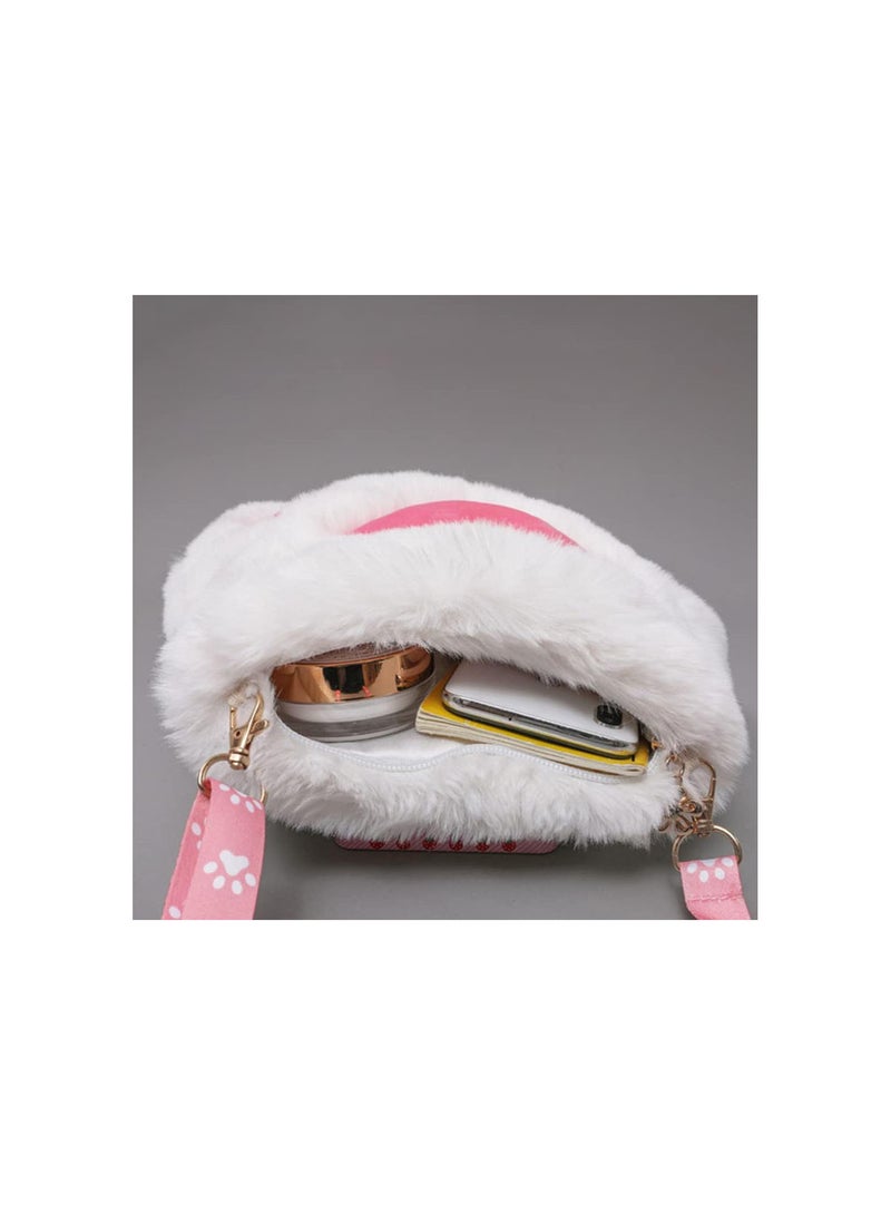 GGOOT Plush Crossbody Bag Cat Paw Lipstick Purse Cell Phone Wallet Fluffy Shoulder Bags for Little Girl Kids Kindergarten Preschool Bags  - Image 3