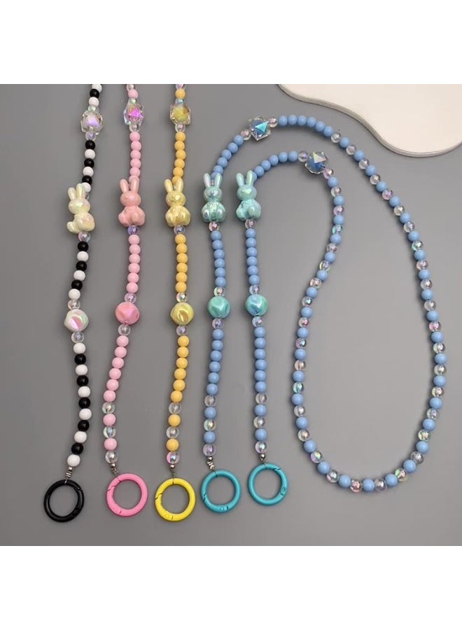 NIBEMINENT Phone Charm/ Chain Strap for Women Girls,Cute Rabbit Cell Phone Case Lanyard Wrist Strap,K2269/Pink - Image 2