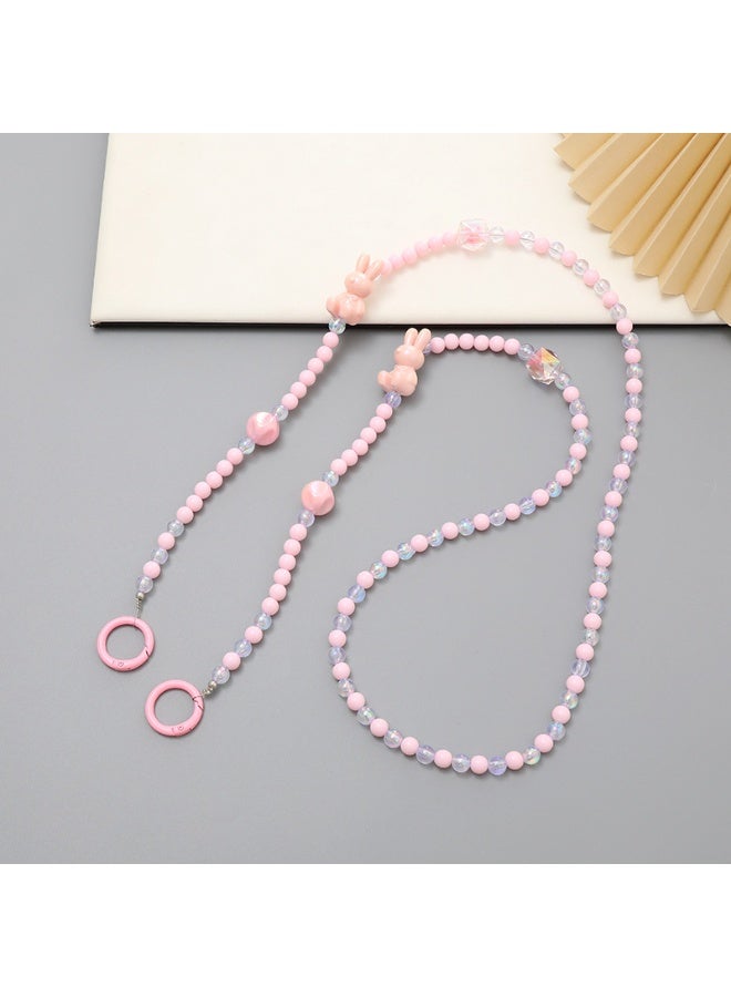 NIBEMINENT Phone Charm/ Chain Strap for Women Girls,Cute Rabbit Cell Phone Case Lanyard Wrist Strap,K2269/Pink - Image 1