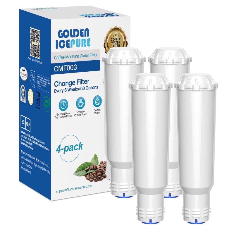 GOLDEN ICEPURE Water Filter for Coffee Machines Compatible with Krups F088 Pro Aqua Fits Many Models from AEG Bosch Siemens Nivona 4 Pieces Caution Not Suitable for Jura White