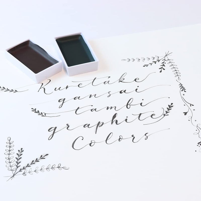 Kuretake GANSAI TAMBI GRAPHITE COLORS, 6 colors set, Watercolor paint for Professional, for artists and crafters,Illustrations, Drawing, Lettering, Made in Japan - Image 2