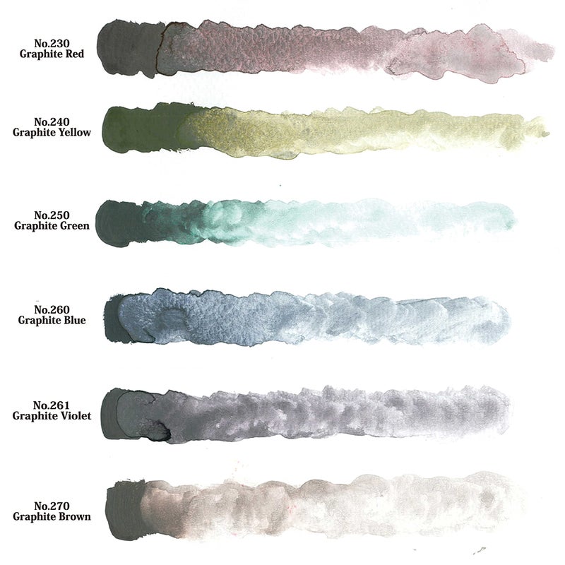 Kuretake GANSAI TAMBI GRAPHITE COLORS, 6 colors set, Watercolor paint for Professional, for artists and crafters,Illustrations, Drawing, Lettering, Made in Japan - Image 3