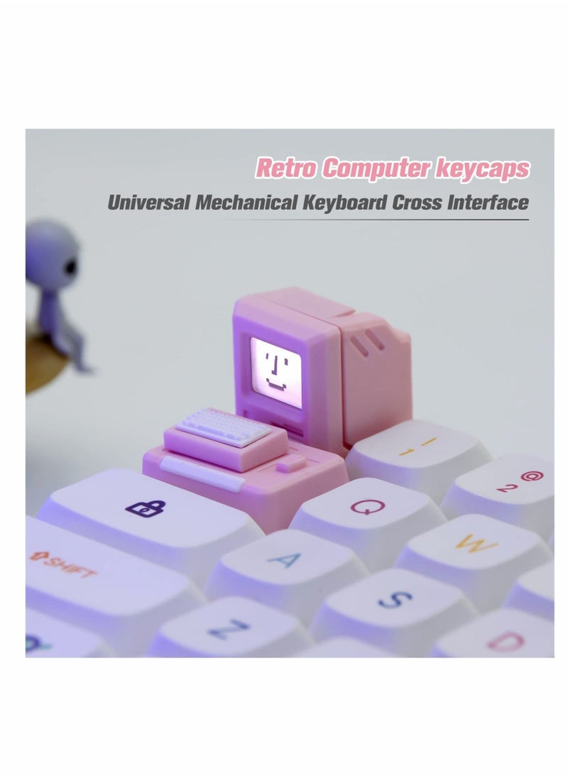 Y&D - Custom Keycaps for Esc Key and Tab - Magnetic Light Transmission Classic Retro Mechanical Backlit Keyboard Keycap GK61 GK64 SK87 GH60 PC Gamer ect Most Keyboard(Pink) - Image 1