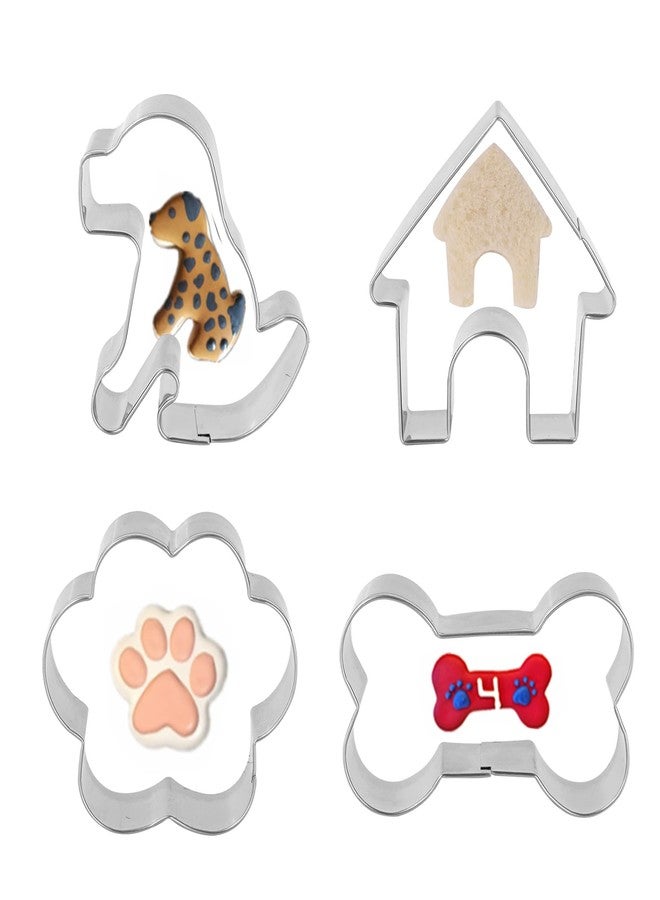 ANCKNE Dog Bone Cookie Cutter ANCKNE Bone Shape Cookie Cutter set Stainless Steel Homemade Dog Biscuit Treats Cutter 4 Pieces - Image 1