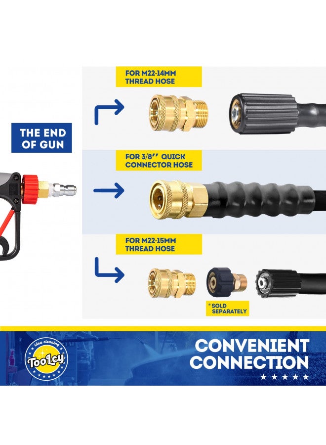 TOOLCY Pressure Washer Short Gun, Commercial 5000 PSI / 10.5 GPM with Nozzle Tips, 3/8" Swivel USA-NPT Thread x Quick Socket, Sturdy Design for Gas Power Washer - Image 3