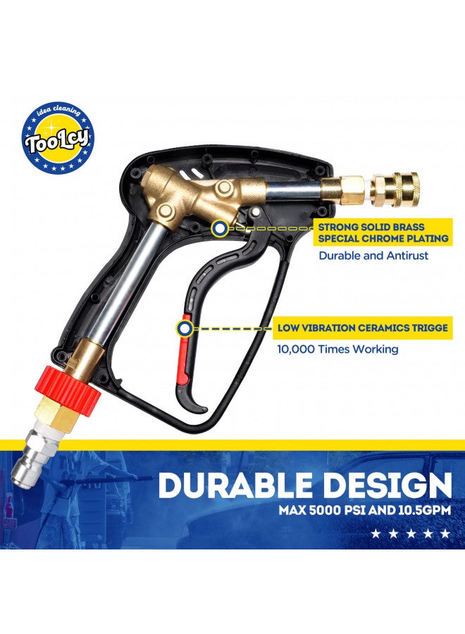 TOOLCY Pressure Washer Short Gun, Commercial 5000 PSI / 10.5 GPM with Nozzle Tips, 3/8" Swivel USA-NPT Thread x Quick Socket, Sturdy Design for Gas Power Washer - Image 2