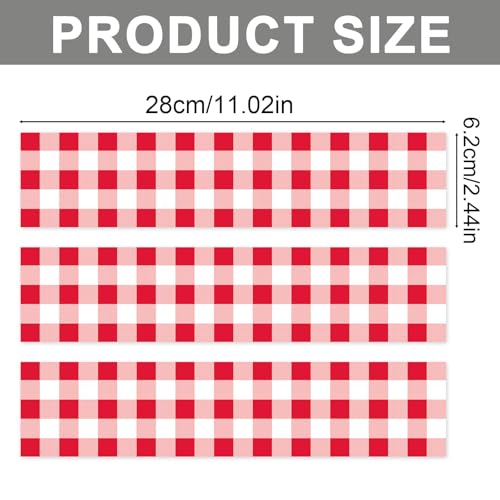 Fukaisu 3pcs Red White Checkered Edible Cake Borders 28x62cm11x244in Strip Birthday Cakes Side Image Trim Decorations PreCut Rice Paper Edible Cake Wrap Print for Parties Decor - Image 5
