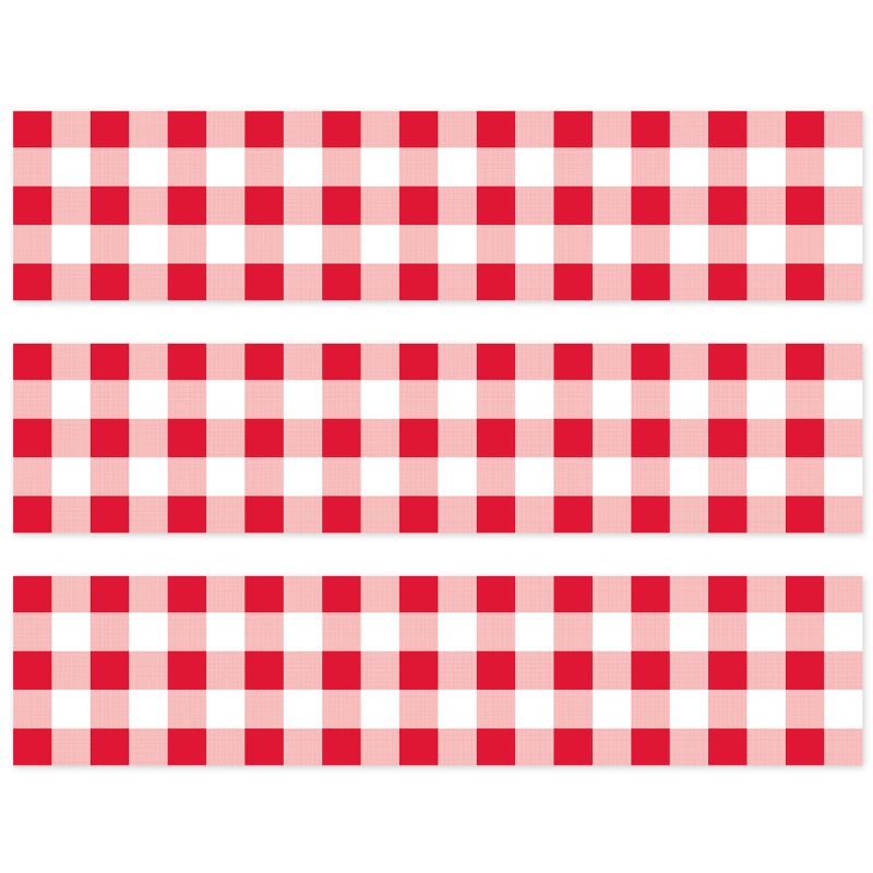 Fukaisu 3pcs Red White Checkered Edible Cake Borders 28x62cm11x244in Strip Birthday Cakes Side Image Trim Decorations PreCut Rice Paper Edible Cake Wrap Print for Parties Decor - Image 3