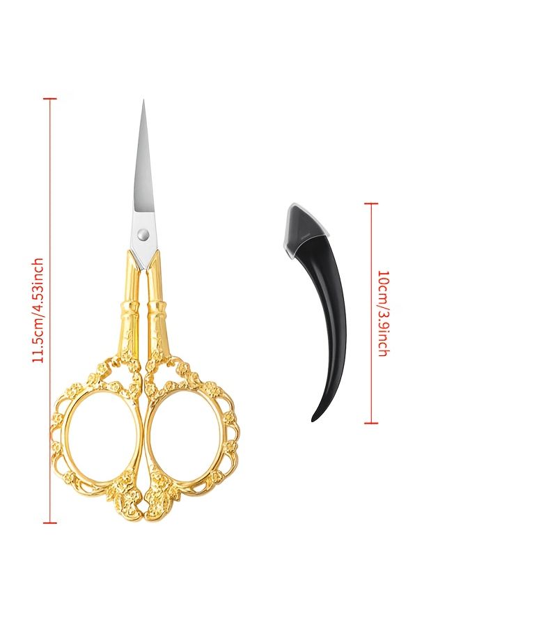 Bronze 2pcs Women Stainless Steel Grooming Scissors And Crescent Eyebrow Razor For Facial Nose Hair Ear Beard Moustache Trimming - Image 4