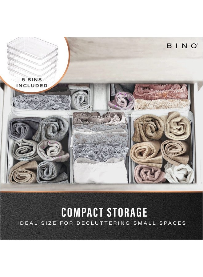 BINO | Plastic Storage Bins, X-Small - 5 Pack | THE LUCID COLLECTION | Multi-Use Built-In Handles BPA-Free Clear Storage Containers | Fridge Organizer | Pantry & Home Organization - Image 3