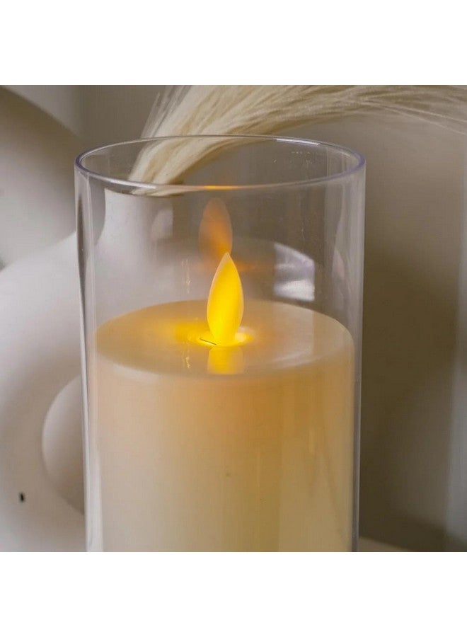 Chronos Acrylic Glass LED Moving Flame Pillar Candle, Flameless, Smokeless, Realistic Flickering, Warm White Light for Home Decor, Diwali, and Christmas (8 Inch) - Image 4