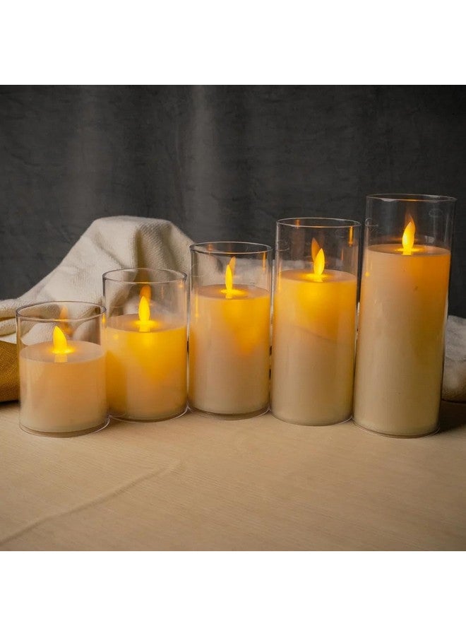 Chronos Acrylic Glass LED Moving Flame Pillar Candle, Flameless, Smokeless, Realistic Flickering, Warm White Light for Home Decor, Diwali, and Christmas (8 Inch) - Image 2