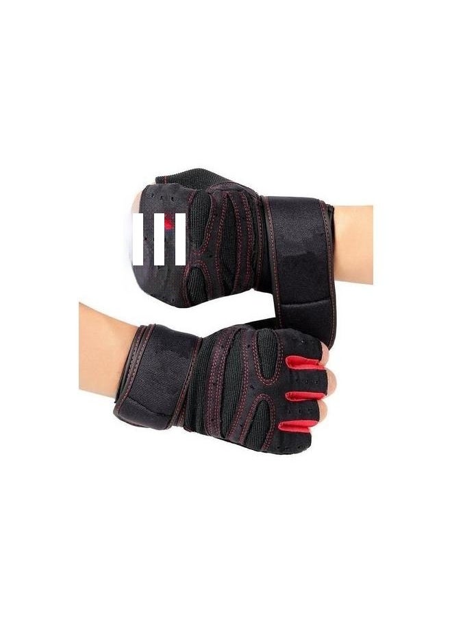 Generic Anti-Slip Adjustable Velcro Strap Weightlifting Gloves L，Workout Gloves, Gym Gloves for Men, Wrist Wraps Lifting Wrist Wraps Gloves for Working Out, Hand Out Gloves Fitness Gloves Full Palm Protection  - Image 1