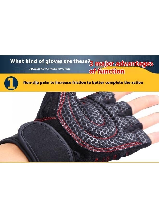 Generic Anti-Slip Adjustable Velcro Strap Weightlifting Gloves L，Workout Gloves, Gym Gloves for Men, Wrist Wraps Lifting Wrist Wraps Gloves for Working Out, Hand Out Gloves Fitness Gloves Full Palm Protection  - Image 4