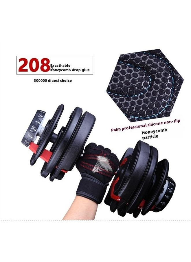 Generic Anti-Slip Adjustable Velcro Strap Weightlifting Gloves L，Workout Gloves, Gym Gloves for Men, Wrist Wraps Lifting Wrist Wraps Gloves for Working Out, Hand Out Gloves Fitness Gloves Full Palm Protection  - Image 3