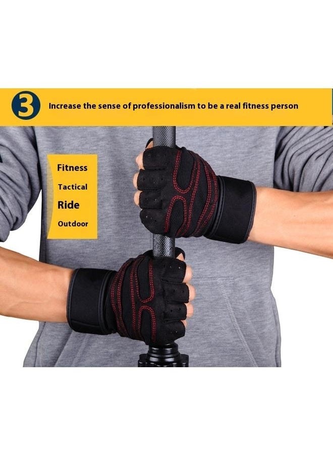 Generic Anti-Slip Adjustable Velcro Strap Weightlifting Gloves L，Workout Gloves, Gym Gloves for Men, Wrist Wraps Lifting Wrist Wraps Gloves for Working Out, Hand Out Gloves Fitness Gloves Full Palm Protection  - Image 5