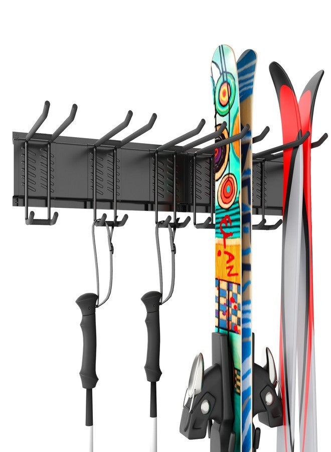 Houseables Ski Rack Wall Mount, Ski Holders For Wall, Rack For Garage, Snowboard Storage, Gear Hanger, Organizer, Grabber, Indoor, Store 5 Pairs, 270 lbs Capacity, 32 x 4 Inch, Steel - Image 1