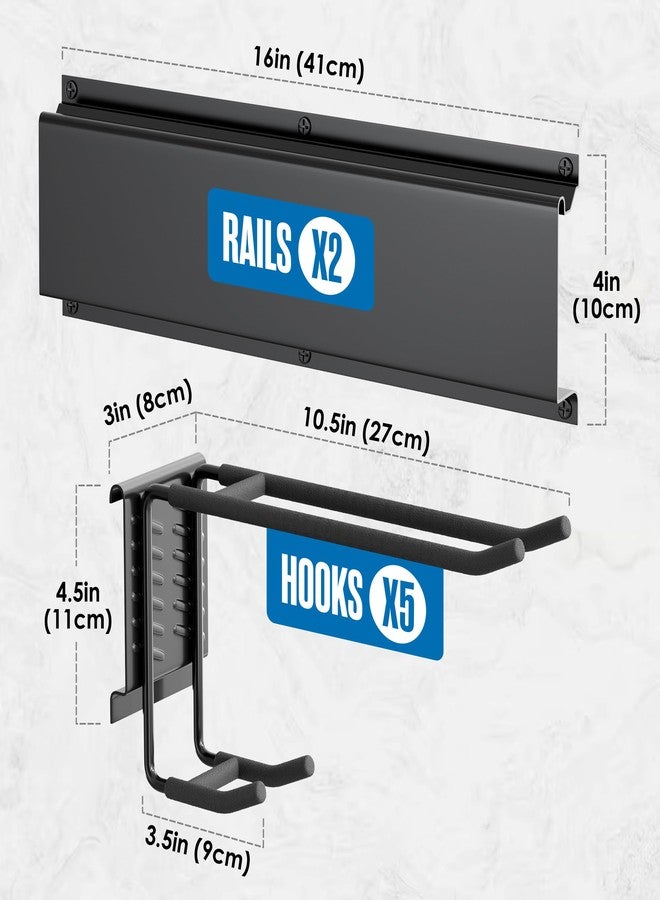Houseables Ski Rack Wall Mount, Ski Holders For Wall, Rack For Garage, Snowboard Storage, Gear Hanger, Organizer, Grabber, Indoor, Store 5 Pairs, 270 lbs Capacity, 32 x 4 Inch, Steel - Image 2