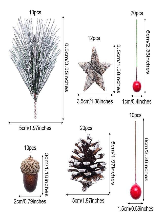cnomg 82pcs Artificial Pine Cones Pine Branch Set Fake Natural Pinecones Acorns Red Berries Christmas Decor Ornaments for Home Winter Decorations - Image 2