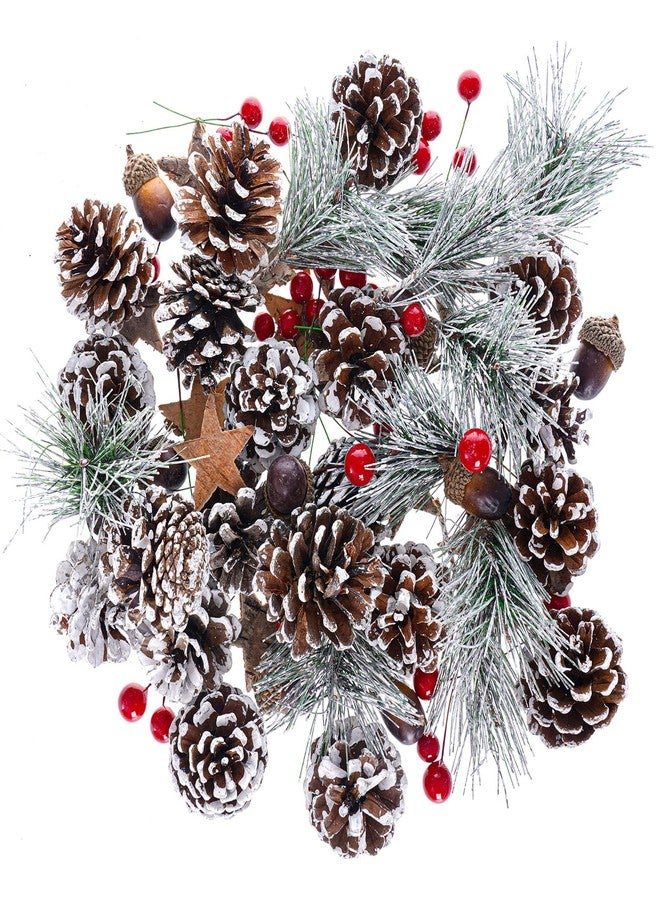 cnomg 82pcs Artificial Pine Cones Pine Branch Set Fake Natural Pinecones Acorns Red Berries Christmas Decor Ornaments for Home Winter Decorations - Image 1