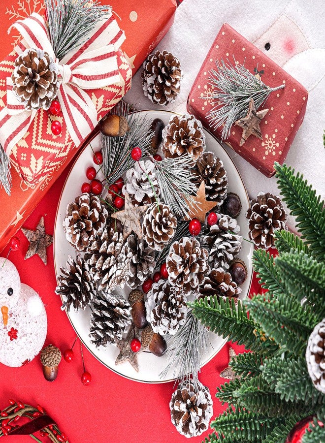 cnomg 82pcs Artificial Pine Cones Pine Branch Set Fake Natural Pinecones Acorns Red Berries Christmas Decor Ornaments for Home Winter Decorations - Image 3
