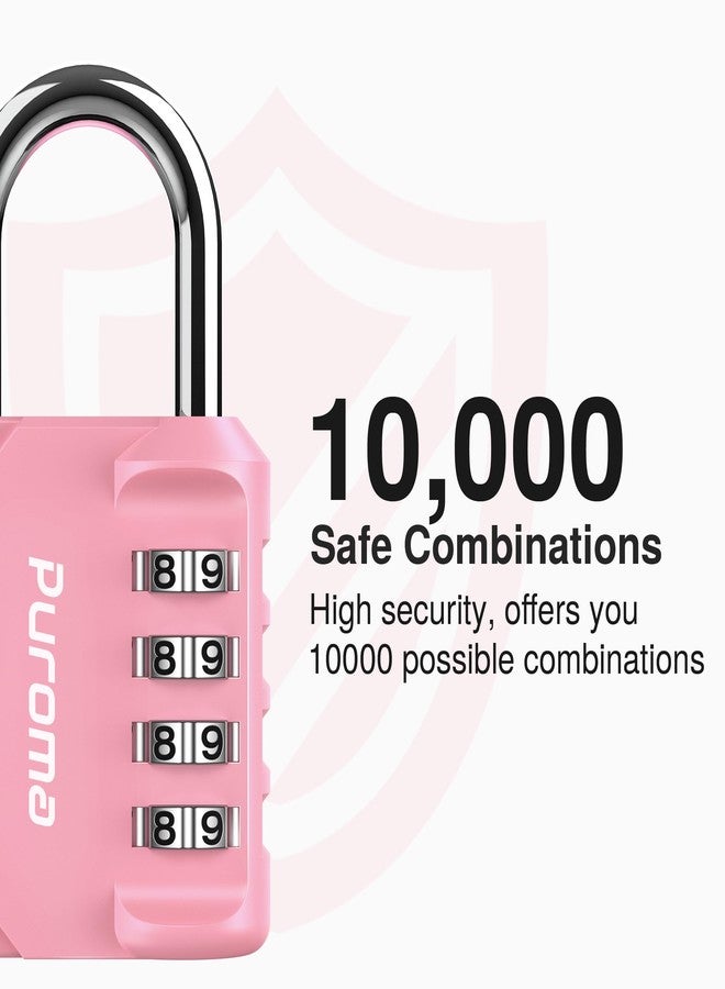 Puroma 1 Pack Combination Lock for Locker 4 Digit Outdoor Waterproof Padlock for School, Gym, Sports, Fence, Toolbox, Gate, Case, Outdoor, Hasp Storage, Cabinets (Rose Pink) - Image 2