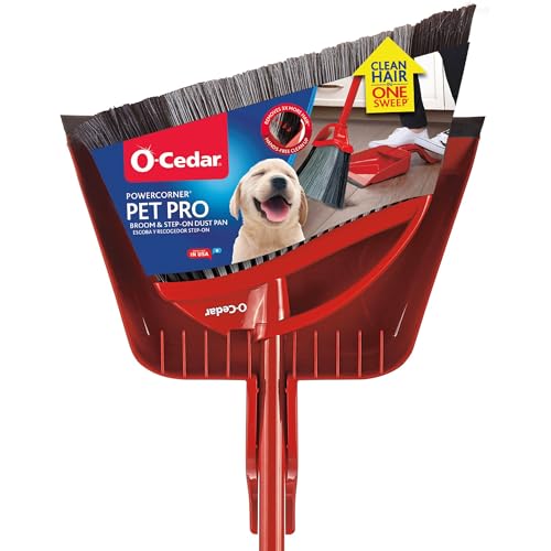 OCedar Pet Pro Broom with StepOn Dustpan Remove 99 with One Sweep DustPan Removes 3 Times More Pet Hair Quiet Cleaning Tool for Cat and Dog Owners