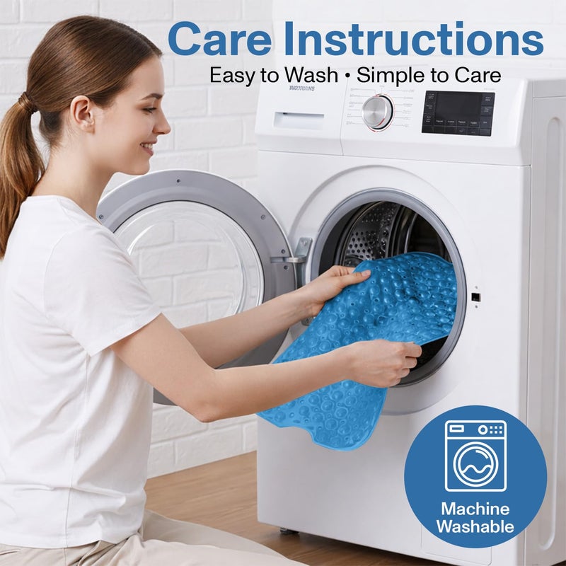MOONLIGHT20015 Square Shower Mat Non Slip Anti Mould - 70x38cm Rubber Bath Mat PVC Shower Mats for Inside Shower with Strong Suction Cups Grip and Drain Holes - Soft Touch Machine Washable (Blue) - Image 5