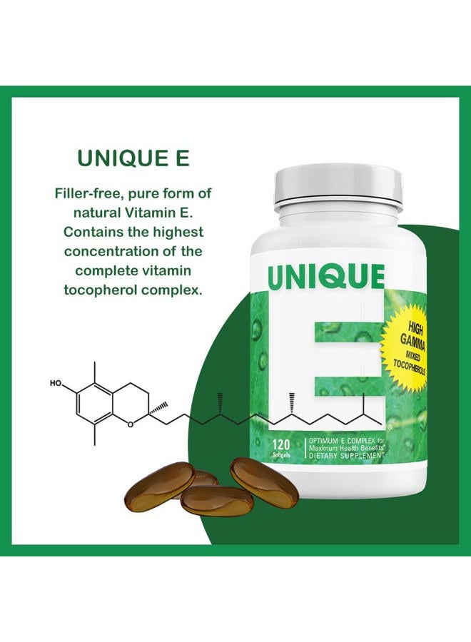UNIQUE E A.C. Grace Company UNIQUE E Mixed Tocopherols 120 Soft Gels, Supports Healthy Brain Function, General Health, and Aging Support, All-Natural Vitamin E and Kosher - Image 2