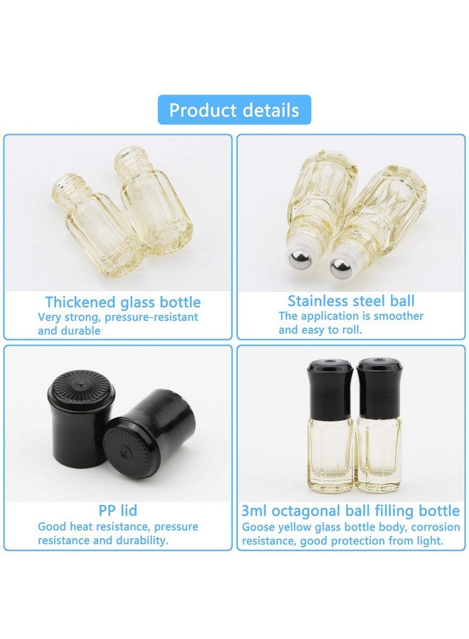 NewZoll Essential Oil Roller Bottles, 8Pcs 3Ml Roll-On Bottles With Opener Funnel, Mini Glass Massage Roller Bottles Roll On Vials For Perfume Lip Balms Aromatherapy, Bright Yellow  - Image 2