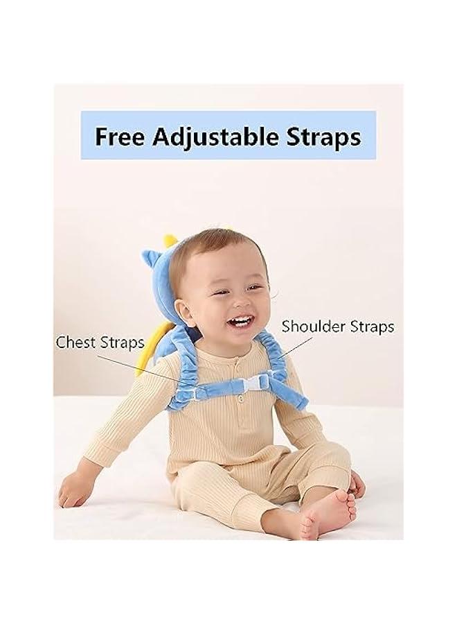 Baby Head Protector,Toddler Baby Head Protection Cushion Backpack,Adjustable Infant Support Head Pillows Soft Baby Nursery Pillows for Crawling  Walking (Blue Dinosaur) - Image 4