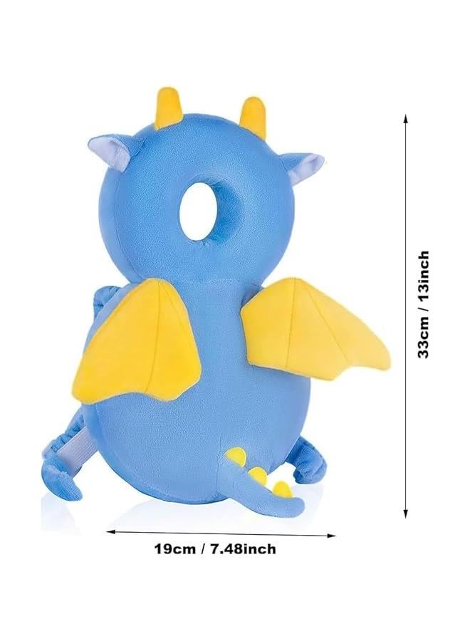Baby Head Protector,Toddler Baby Head Protection Cushion Backpack,Adjustable Infant Support Head Pillows Soft Baby Nursery Pillows for Crawling  Walking (Blue Dinosaur) - Image 2