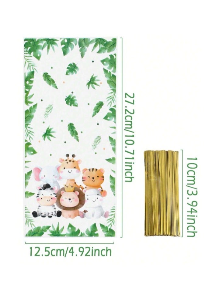 Plastic bags for gift and candy distributions for birthday parties and baby showers, 25 pieces with gold ribbons - Image 3