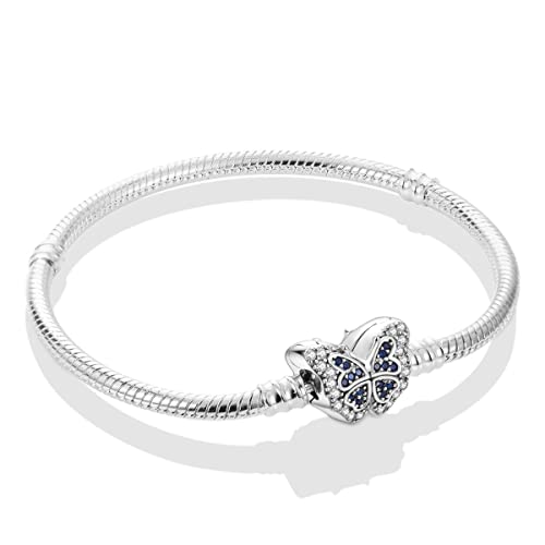 MULA 925 Sterling Silver Snake Chain Charm Bracelet Butterfly Sunflower Heart with 5A Cubic Zirconia Bracelets for Women - Image 1