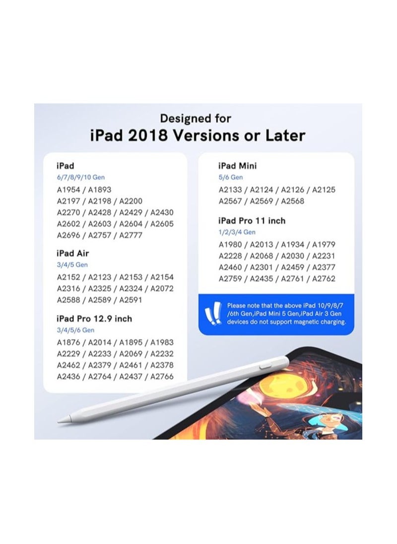 IPad Pencil 2nd Generation with Magnetic  USB Charging Stylus Pen for iPad with Palm Rejection Compatible with iPad 10/9/8/7/6 iPad Mini 6/5 iPad Air 5/4/3 iPad Pro 11 iPad Pro 12.9 6/5/4/3