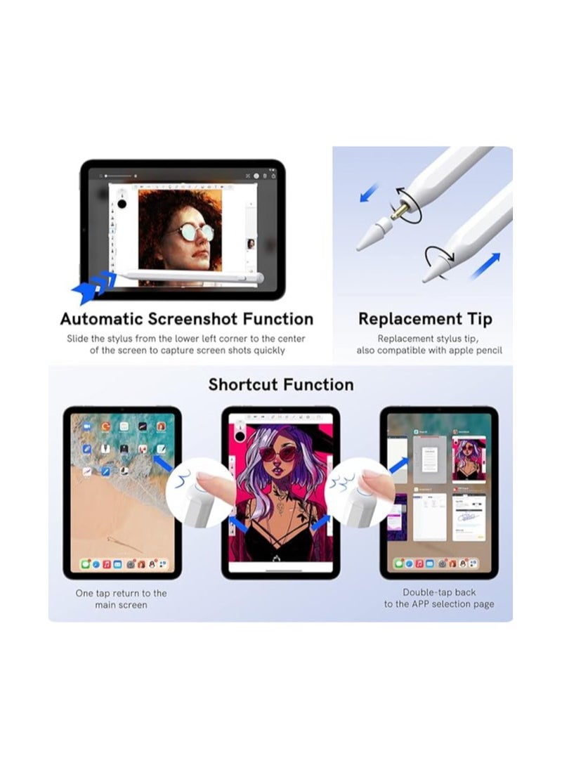 IPad Pencil 2nd Generation with Magnetic  USB Charging Stylus Pen for iPad with Palm Rejection Compatible with iPad 10/9/8/7/6 iPad Mini 6/5 iPad Air 5/4/3 iPad Pro 11 iPad Pro 12.9 6/5/4/3