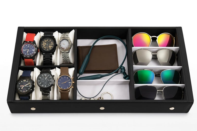 Proniks Luxury Jewellery Box for Watches,Sunglass and Jewelery accessories storage Box and case organizer for Men and Women in Black Color - Image 1